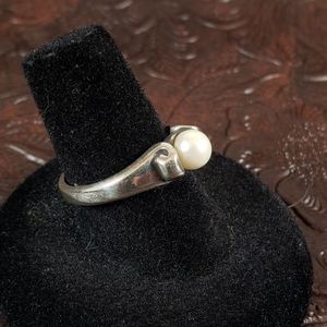 James Avery Scroll sterling ring with a pearl.